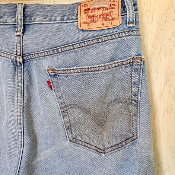 Vintage 34" Levis 505 Distressed Long Denim Jean Shorts. 80s 90s Y2K 2000s 00s. - Picture 6 of 11